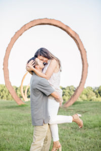 Couples engagement photos at Raleigh museum of art