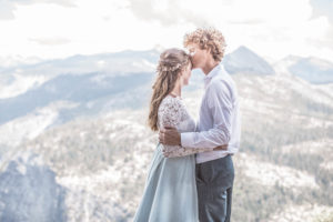 Couple in love embrace in Yosemite California
